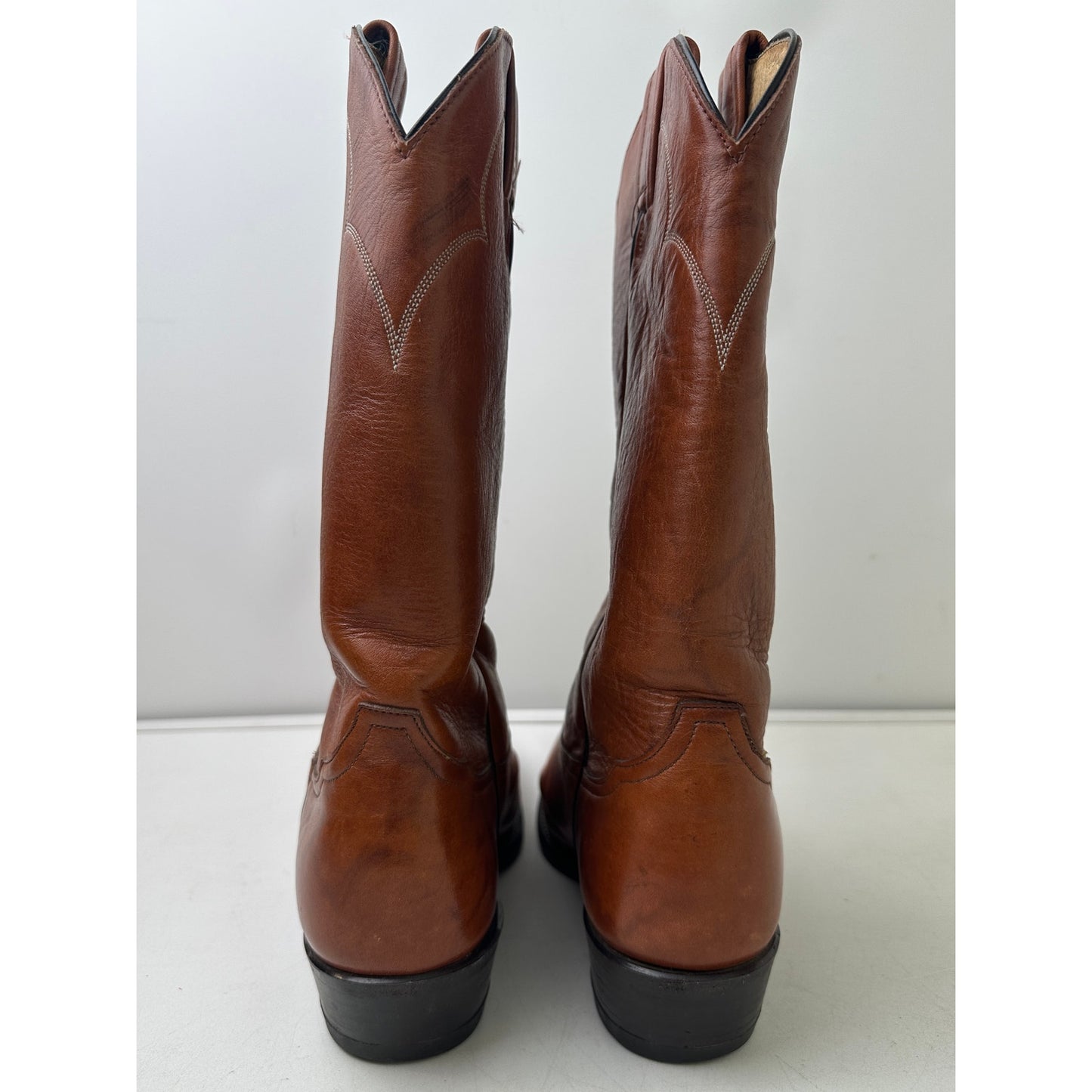 Vintage Tony Lama 5084 Cognac Brown Leather Western Cowboy Boots Men's Sz 9