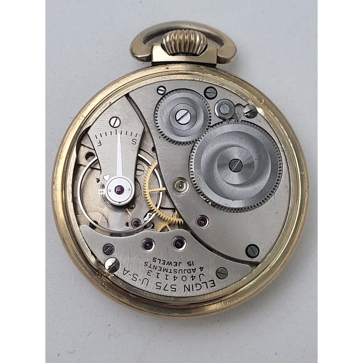 VTG Elgin Railroad-style Pocket Watch Montgomery Dial 15J 10K Rolled Gold Plate