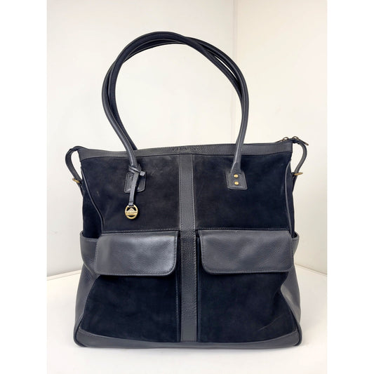 Filson Black Leather Tote Bag 17" x 15" x 8" EUC