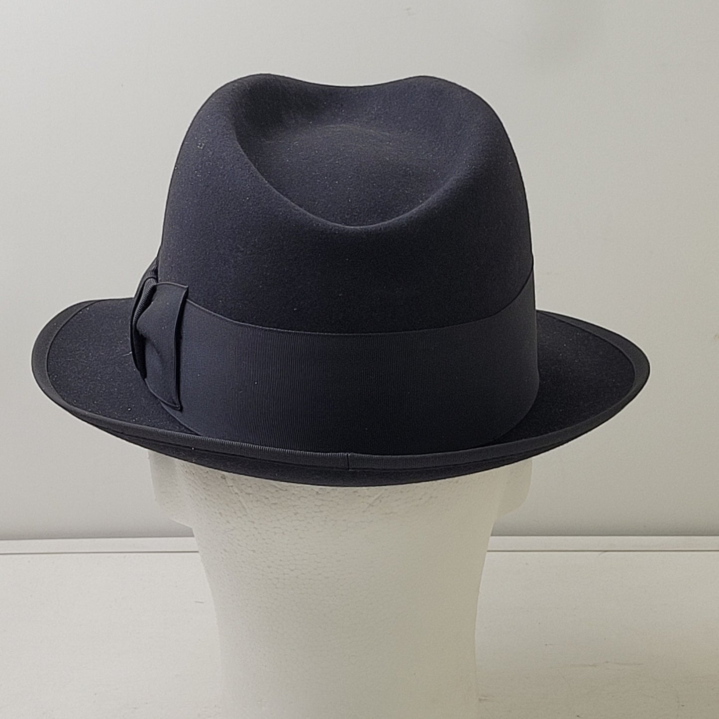 VTG 1950s Stetson "The Eagle" Royal de Luxe Black Fedora Hat Men's Sz 6 7/8