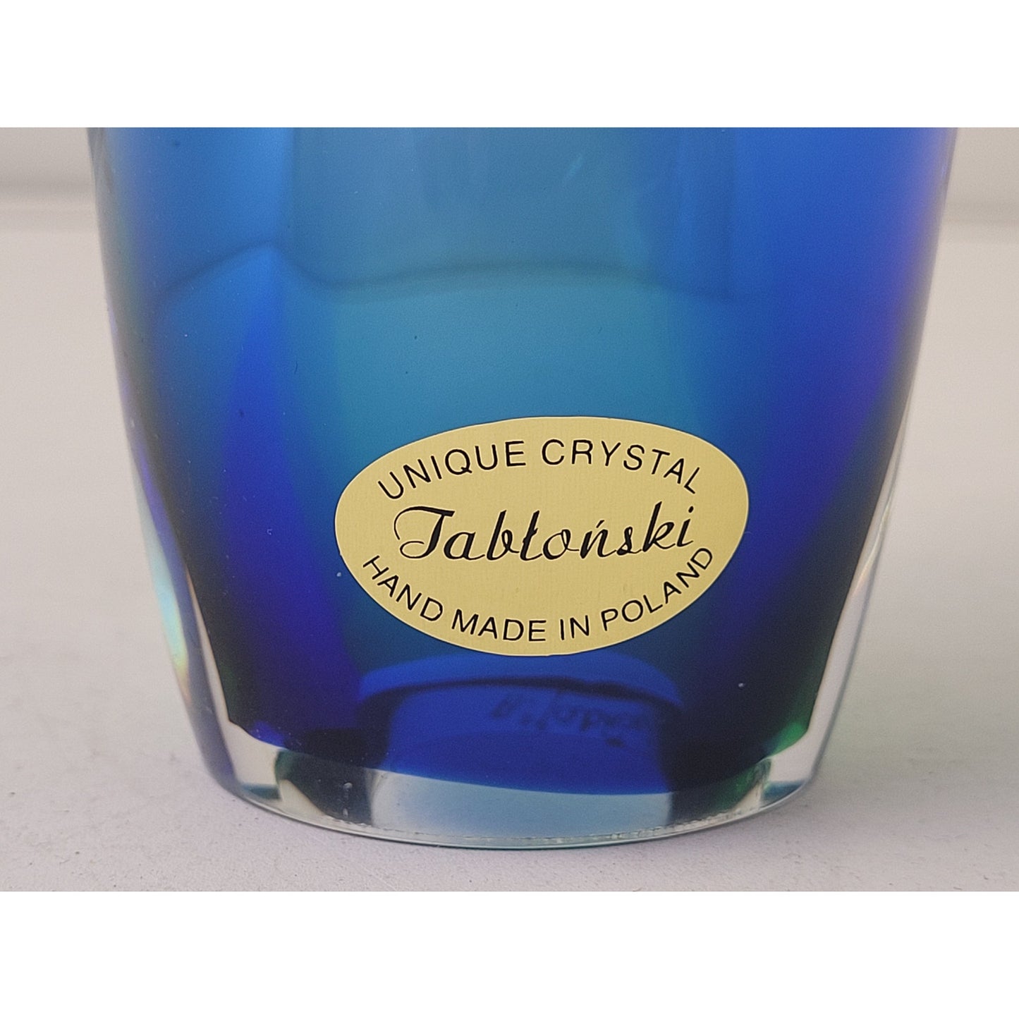 Vintage Adam Jablonski Artisan Hand-Blown Lead Crystal Vase Signed