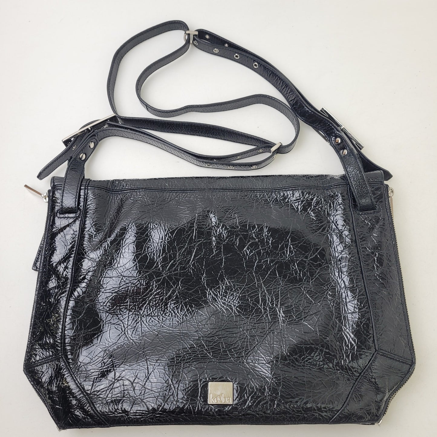 Kooba Patent Leather Crossbody Bag Satchel Y2K Meets 80s Style