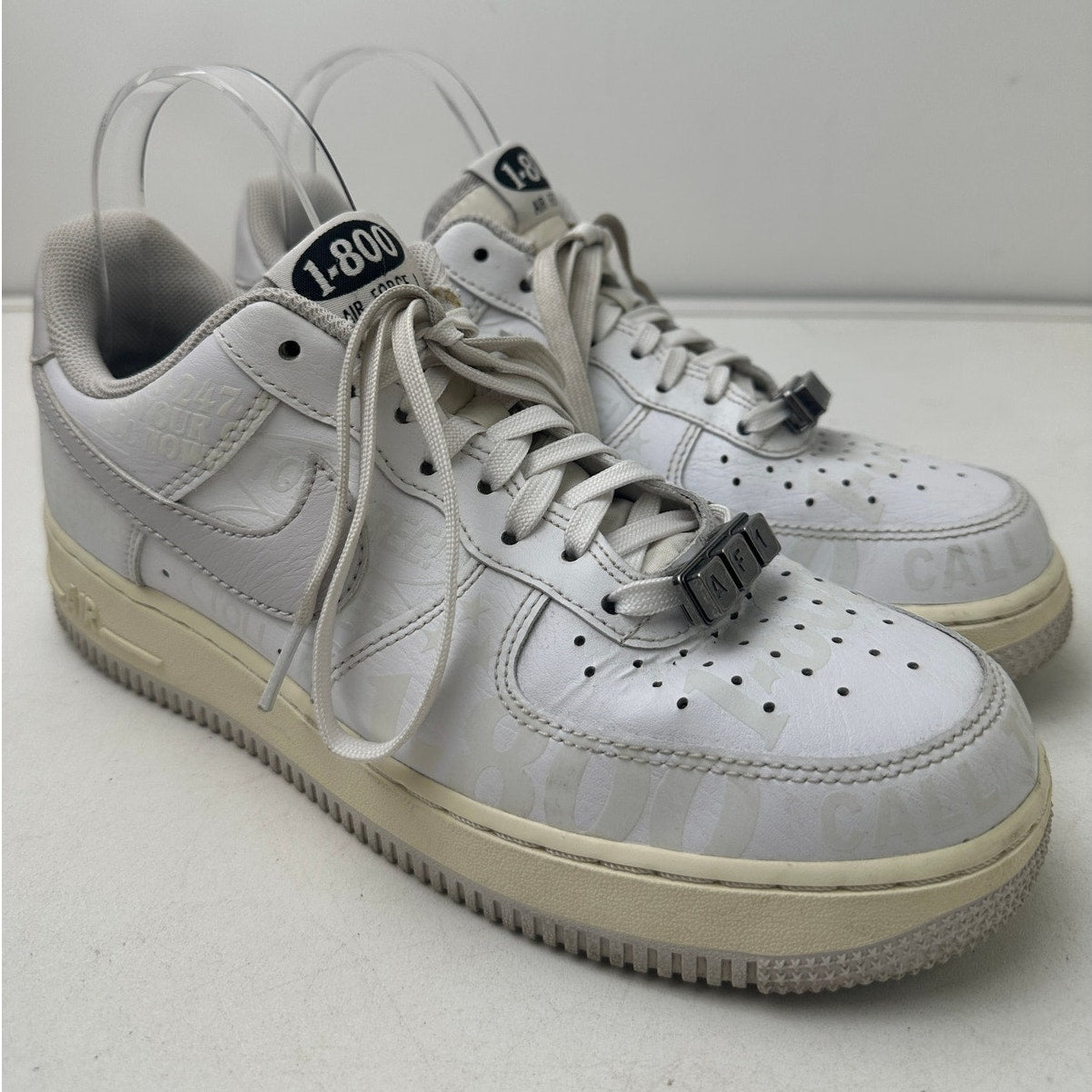 Nike Air Force 1 '07 Premium "1-800 Toll Free" White/Grey/Sail Sneakers Men's Sz 7.5