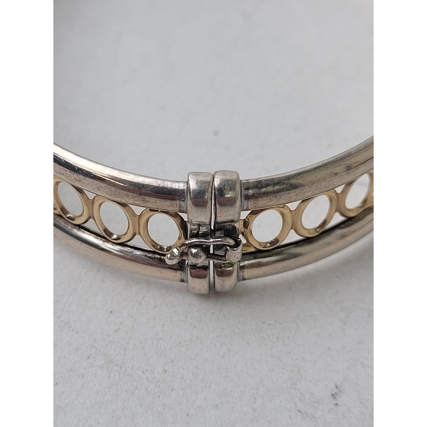 Alwand Vahan 14K Yellow Gold 925 Sterling Silver Bangle Hearts Hinged Bracelet