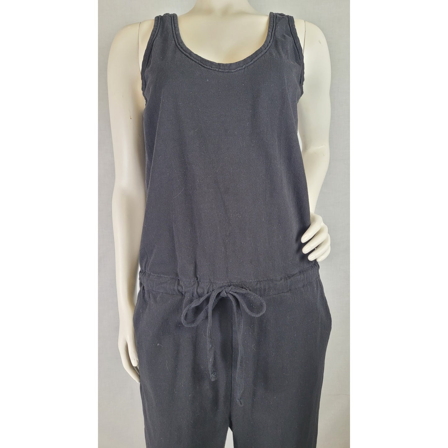 Frank & Eileen Black Cotton Jersey Sleeveless Tank Jumpsuit Women's Sz M