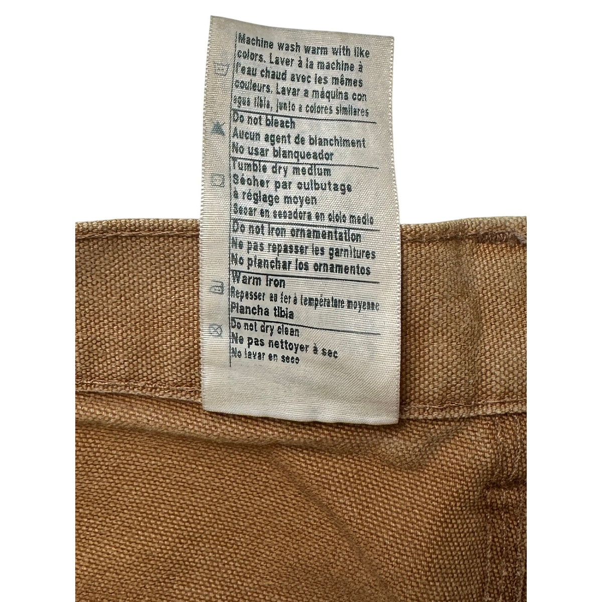 Vintage Carhartt Tan Distressed Double Knee Canvas Work Pants Men's Sz 32 x 32