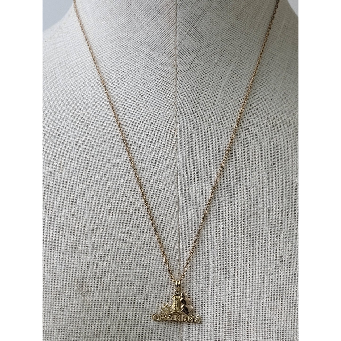 14K Yellow & Rose Gold #1 Grandma Pendant on 14K GF Chain Necklace