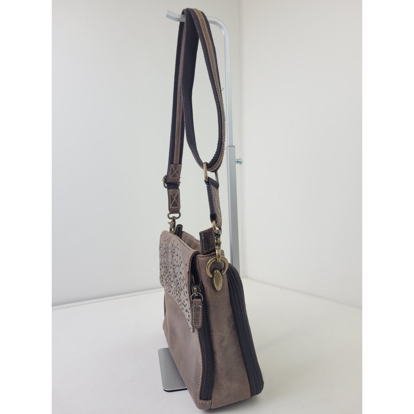 Gun Tote'n Mamas Buffalo Brown Leather Purse Adjustable Strap Made in USA