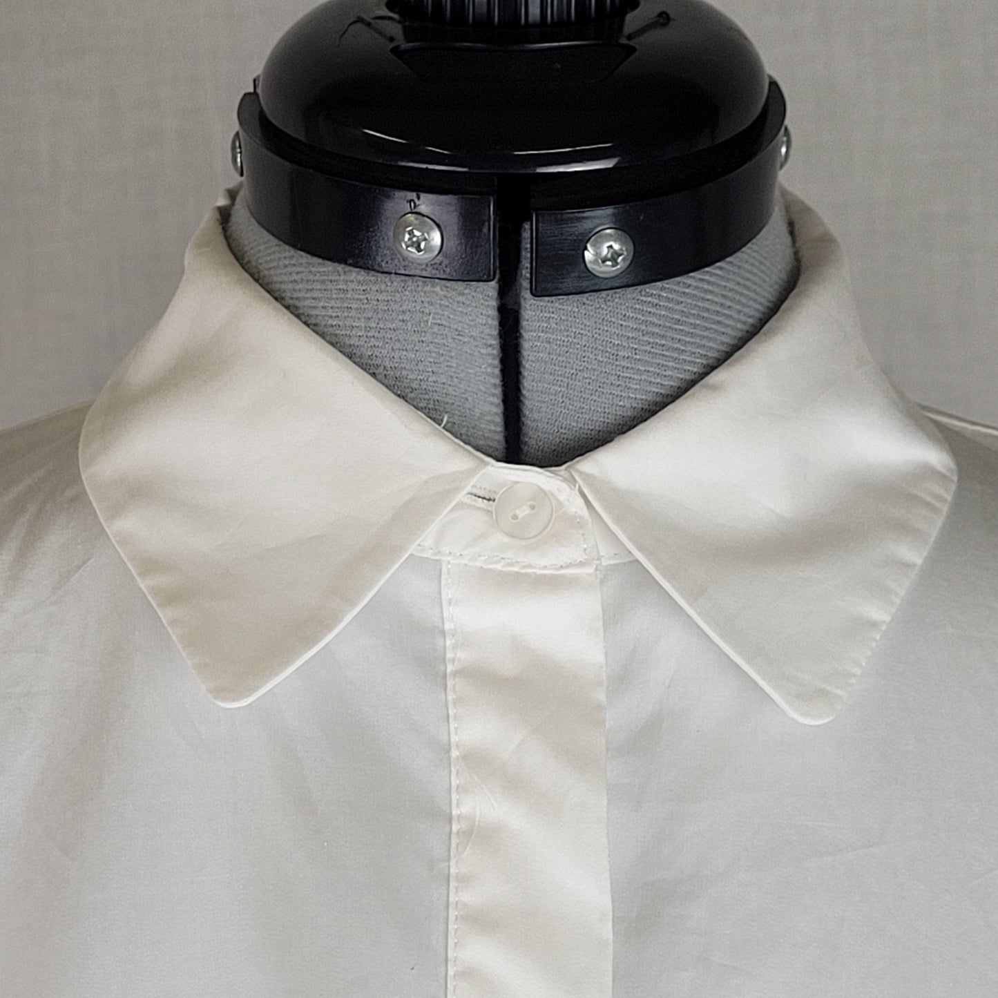 Club Monaco White Button-down Peplum Blouse w Gathered Waist Sz L NWT