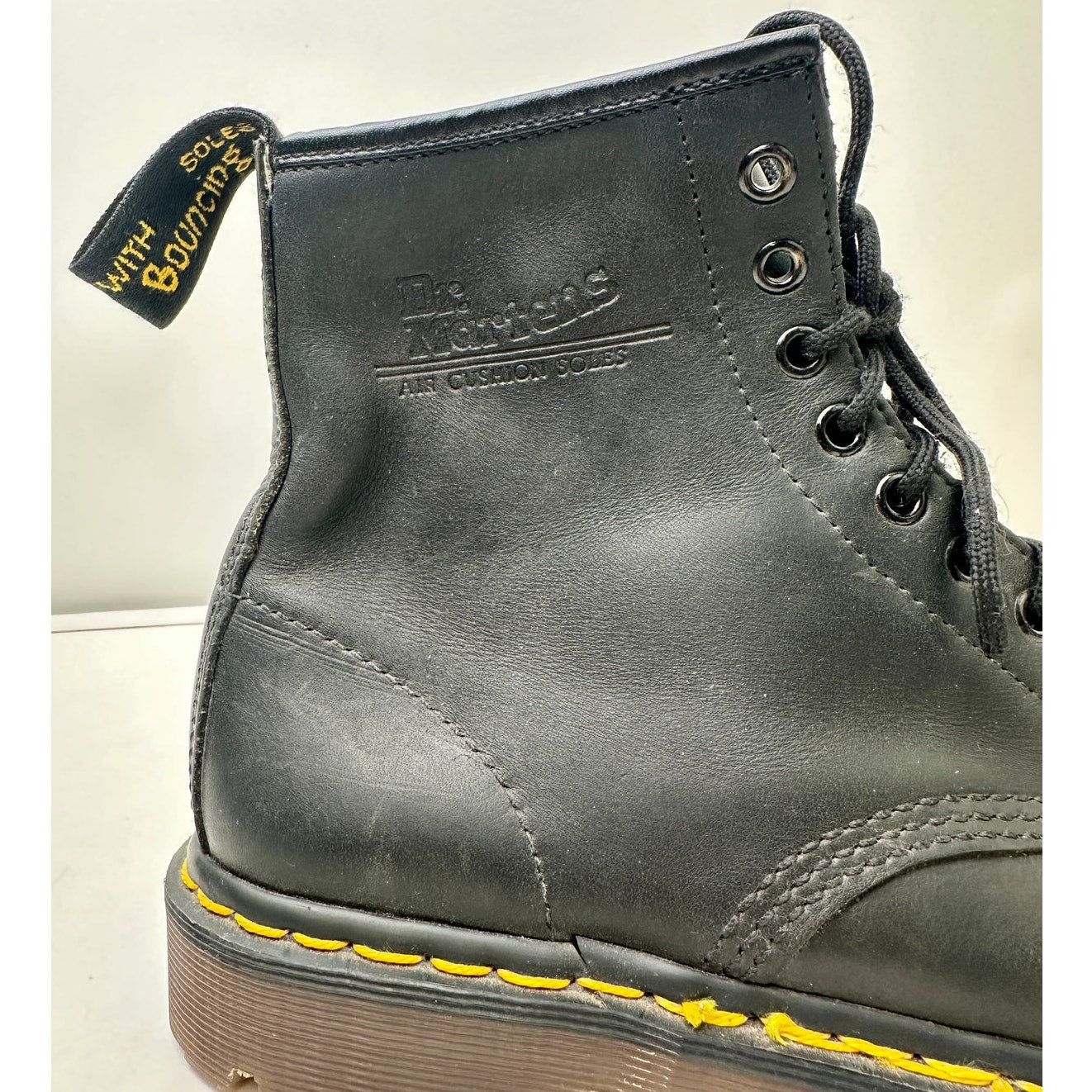 Vintage Dr. Martens 1460 Black Leather 8-Eye Lace Up Boots (Made in England) Men's 7 / Women's 9