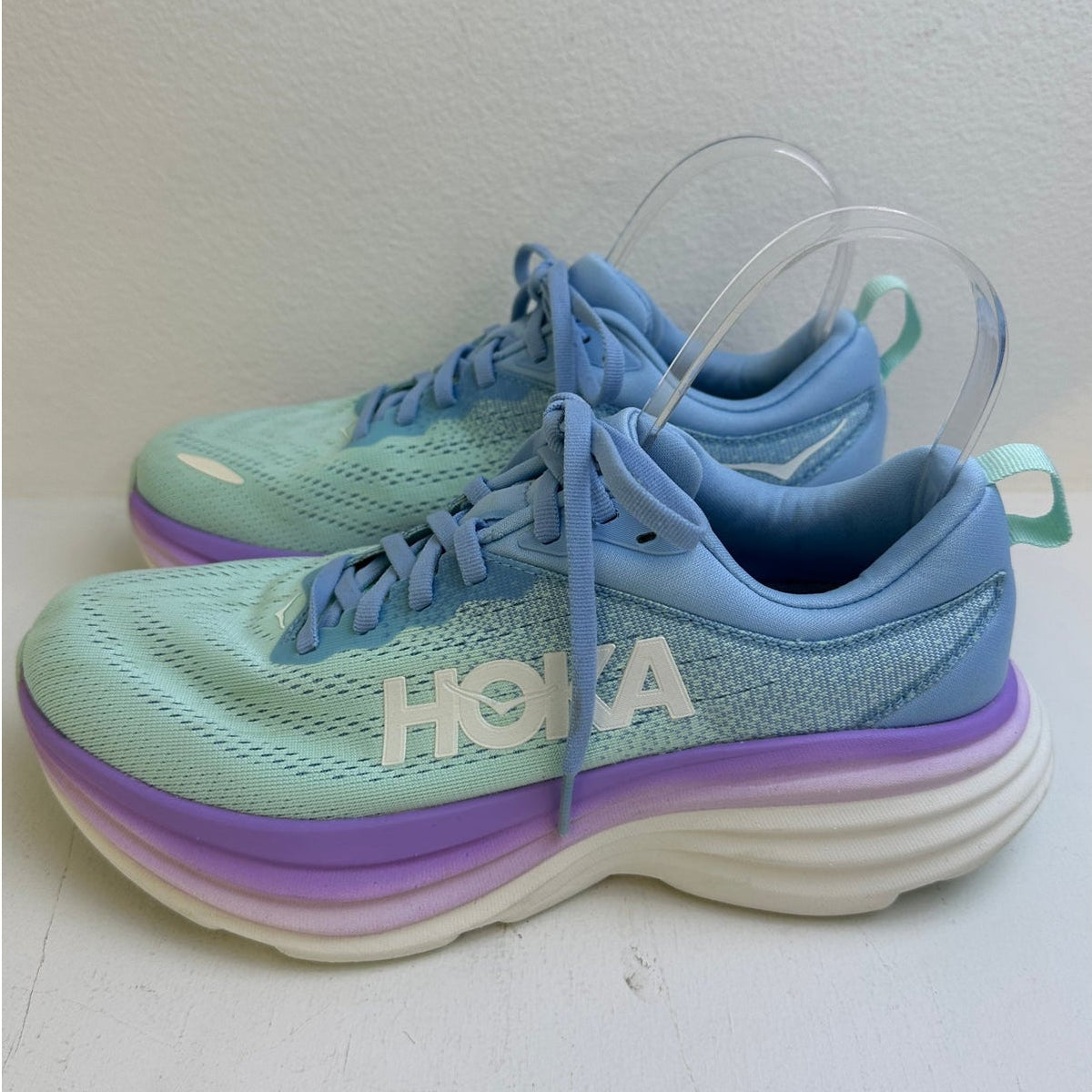 HOKA Bondi 8 Wide Airy Blue Sunlit Ocean Running Shoes Women's Sz 7.5