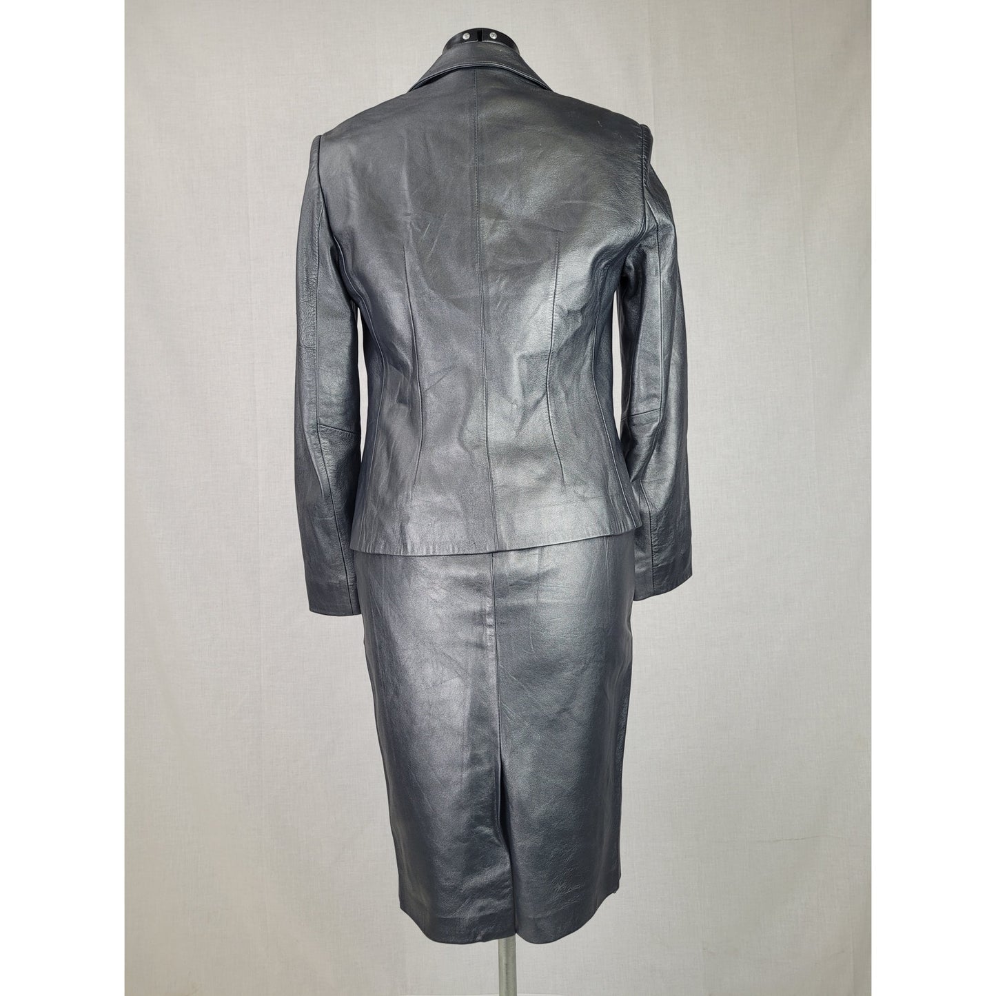 Vintage Leather Pencil Skirt Suit Sz S