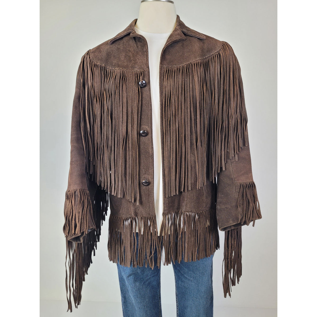 1970s Pioneer Wear Western Suede Long Fringe Jacket Men's Sz 38 (M)