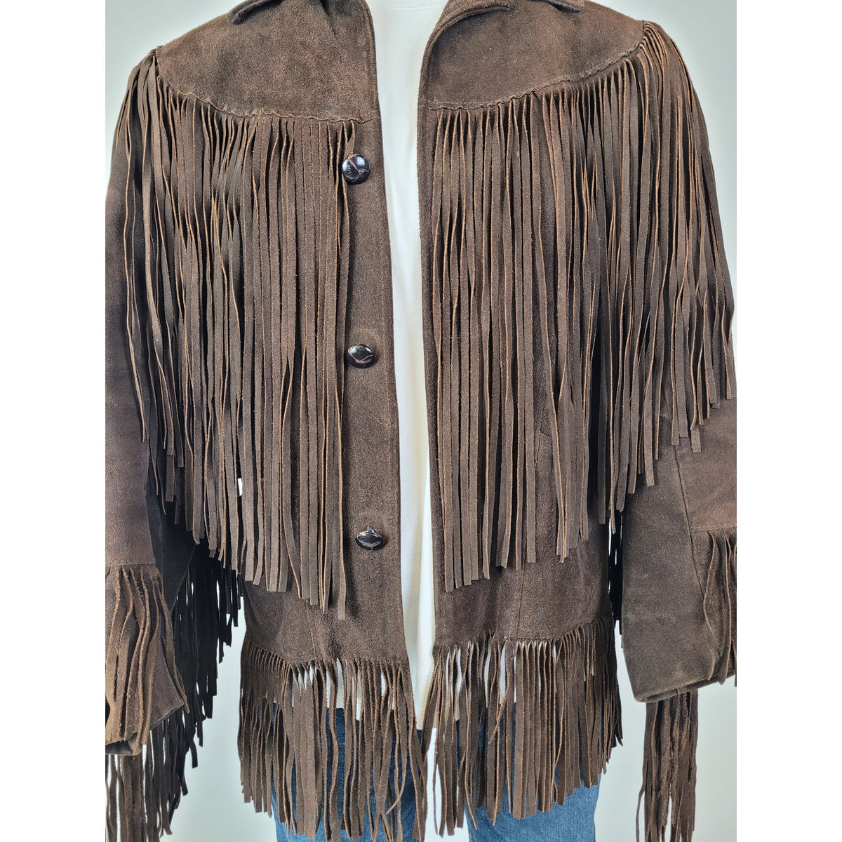 1970s Pioneer Wear Western Suede Long Fringe Jacket Men's Sz 38 (M)