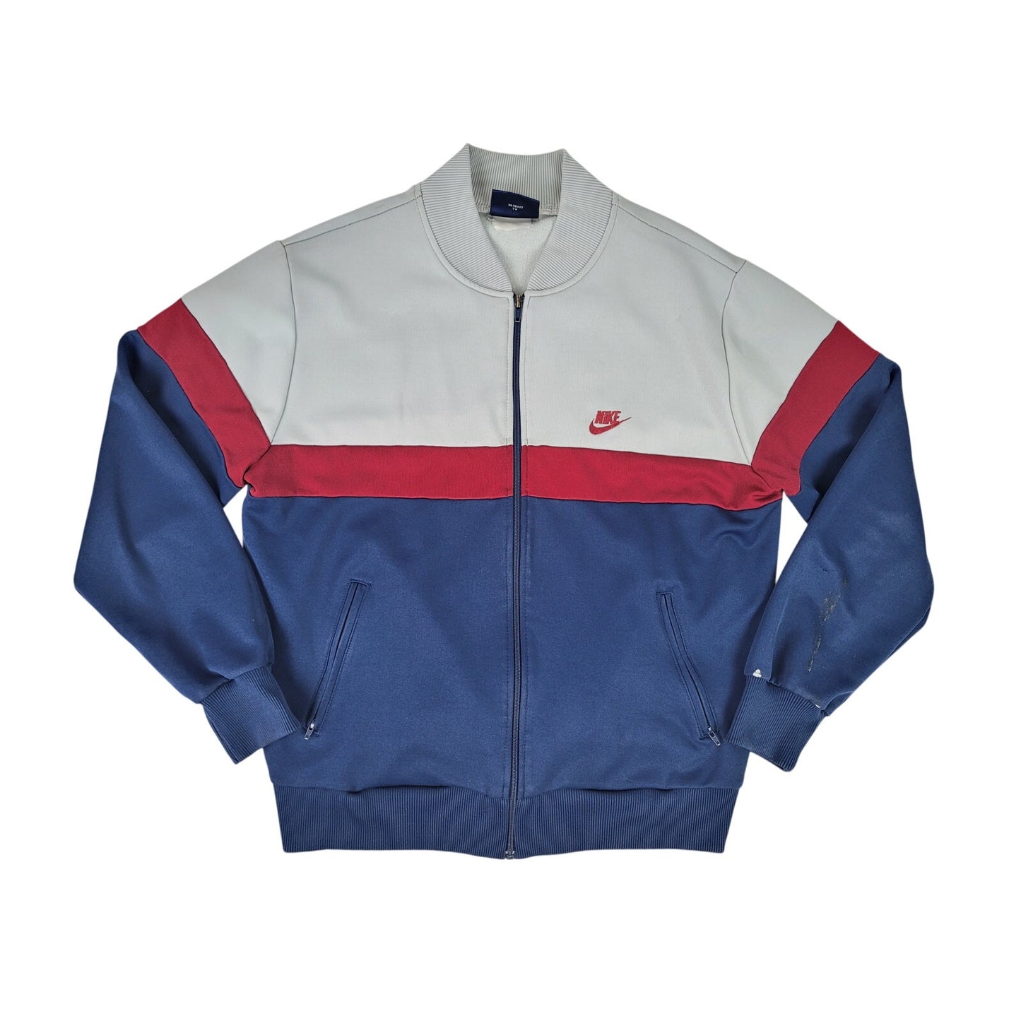 1980s Nike Track Jacket Color Block Design Red Blue White Men's Sz M