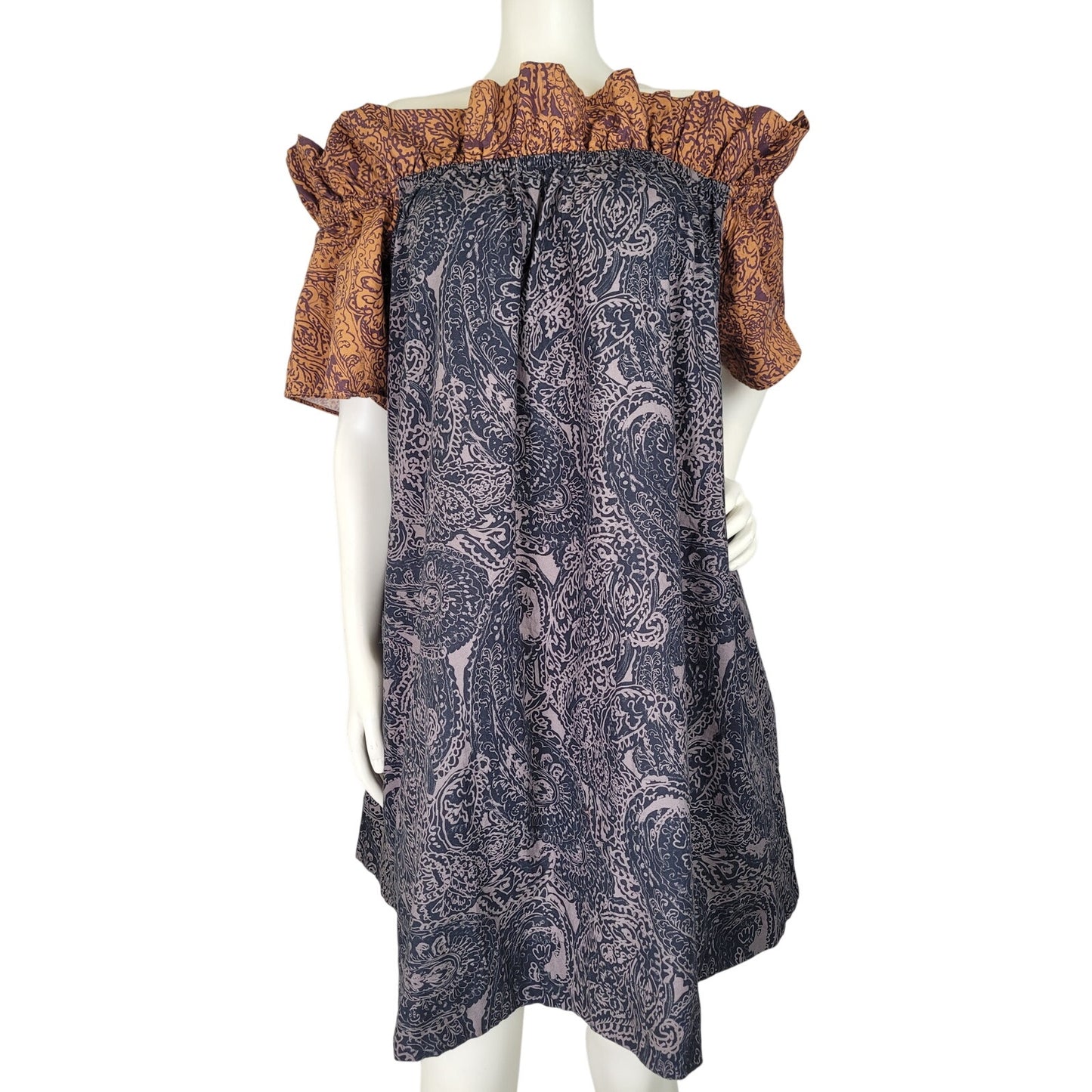 Free People Sophie Printed Off-the-Shoulder Mini Dress Women's Sz L