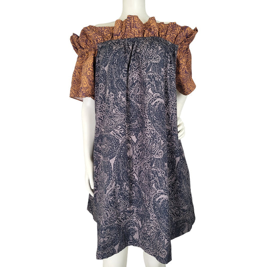Free People Sophie Printed Off-the-Shoulder Mini Dress Women's Sz L
