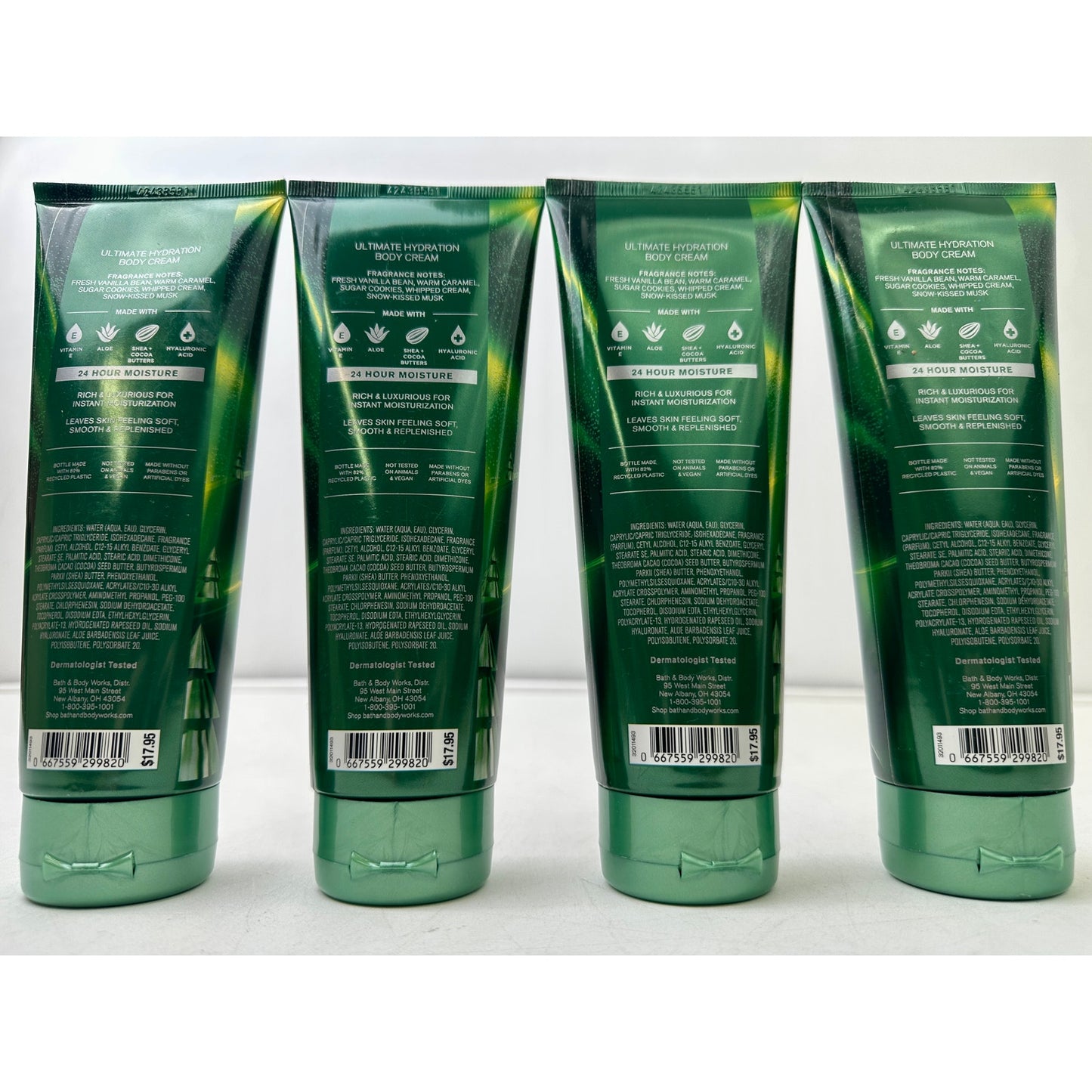 Lot of 4 Bath & Body Works Vanilla Bean Noel Ultimate Hydration Body Cream