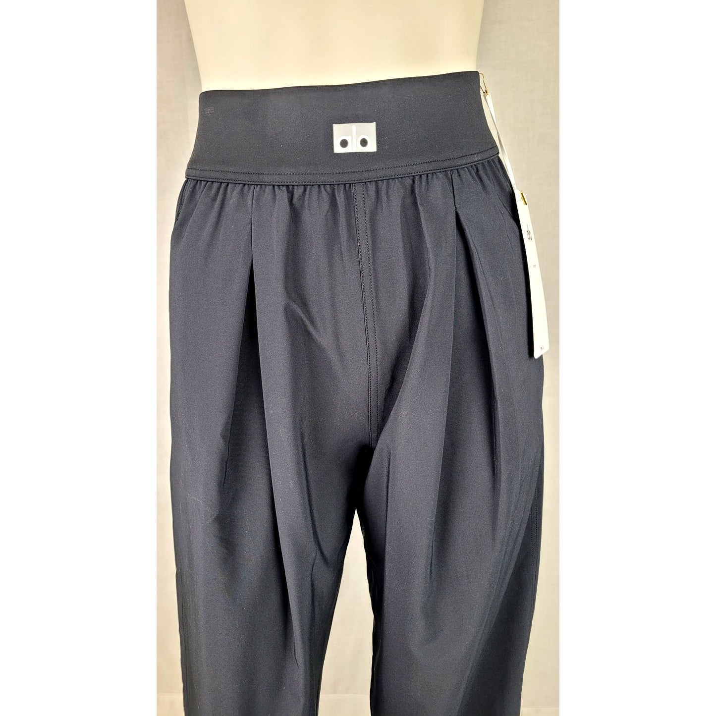 Alo Yoga Wide-leg Pant Pleated Front High Rise Waistband Logo Women's Sz S NWT