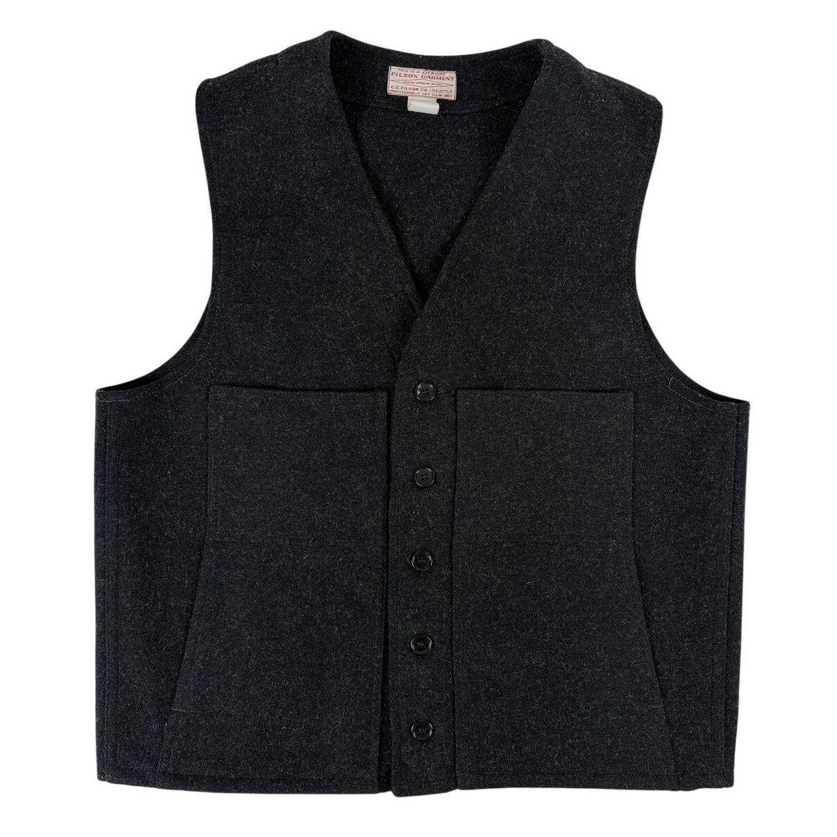 Vintage Filson Mackinaw Charcoal 100% Virgin Wool Work Vest Men's Sz 44
