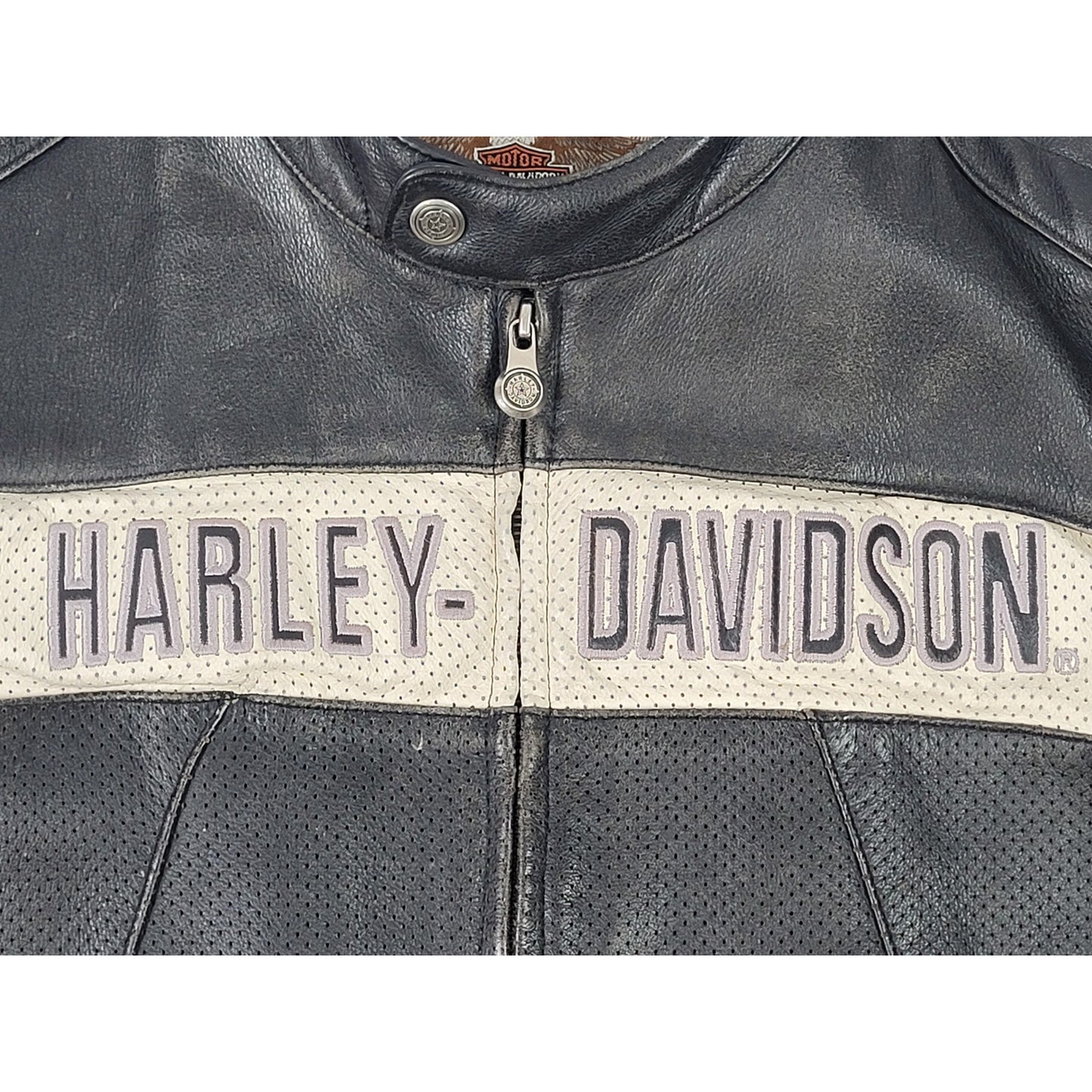 Vintage Harley Davidson Shreveport Perforated Leather Moto Jacket Men's Sz 2XL