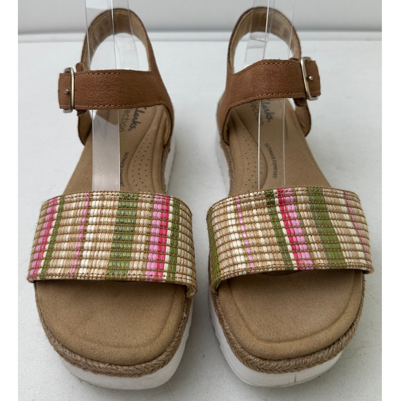 Clarks Lana Shore Light Tan Ankle-Strap Platform Sandals Women's Sz 7