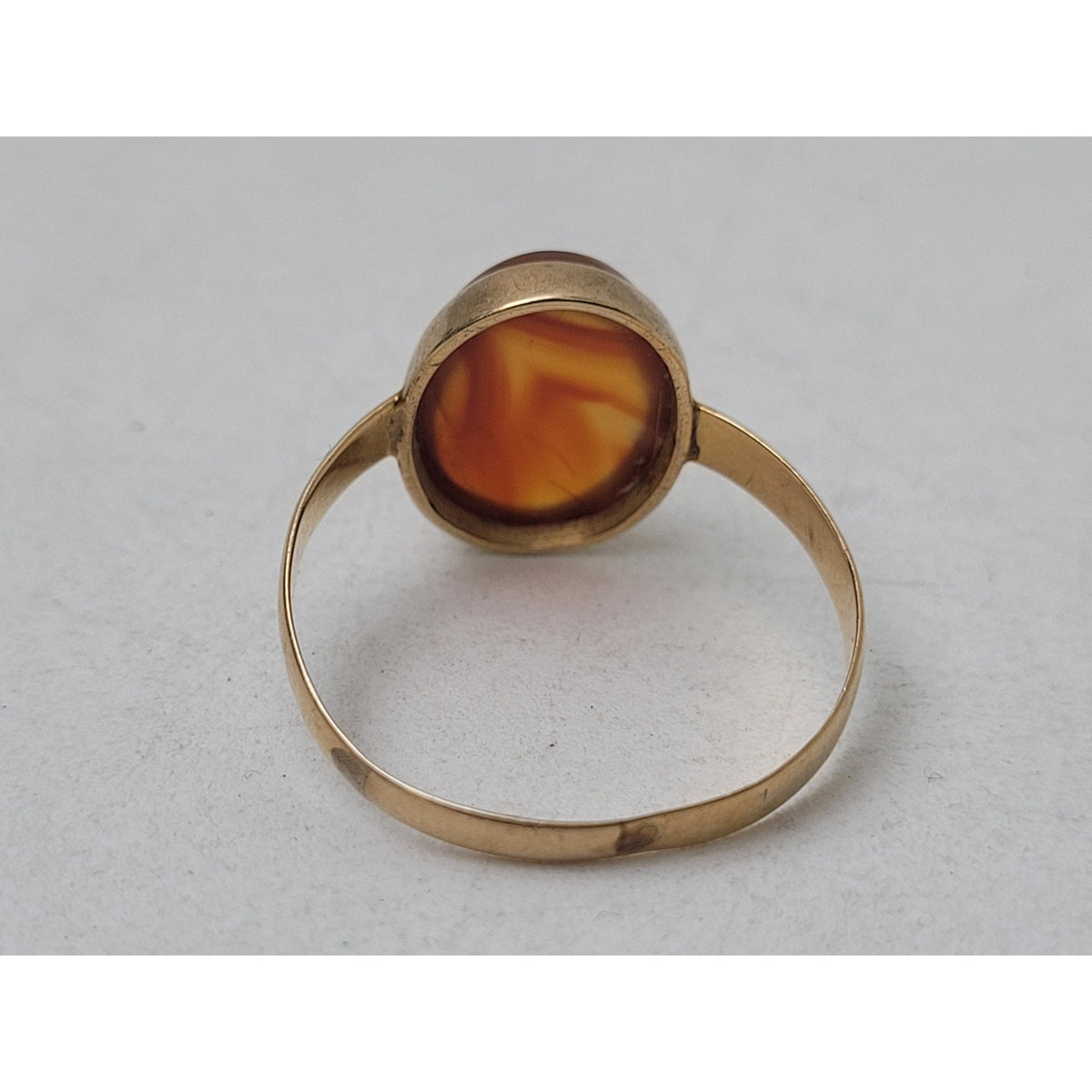 VTG 17K Yellow Gold Bezel-Set Carnelian or Agate Men's Ring Sz 11 1/4 | 3.07g