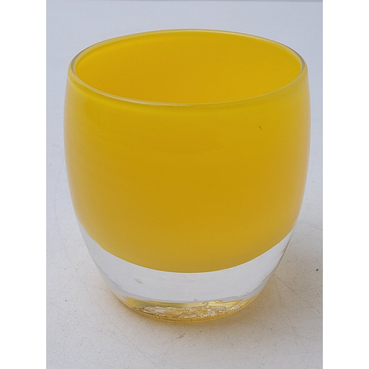 glassybaby "Daffodil" Sunny Yellow Glass Votive Candle Holder w Tag