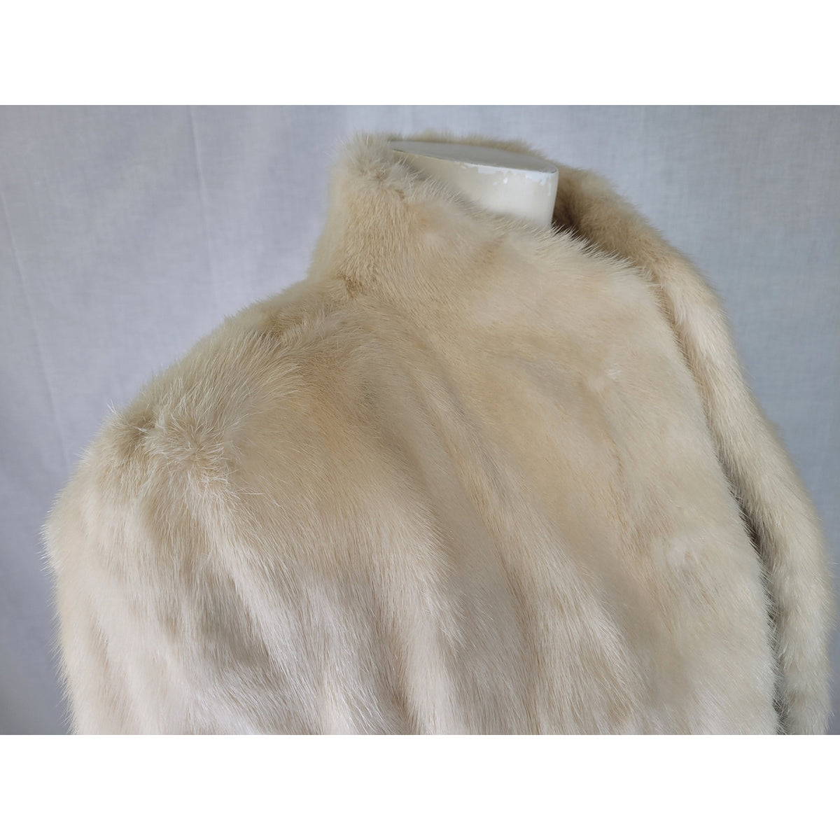 VTG 70s Ivory Mink Coat Open Front Mid-Length Women's Sz S/M